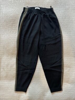 Aritzia Babaton Dexter Pant – Black w/ Olive Green Solid Tuxedo Stripe – XS
